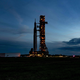The Artemis I unmanned lunar rocket is rolled back to the Vehicle Assembly Building at Kennedy Space Center in Florida on September 27, 2022, as Florida braces for Hurricane Ian.
